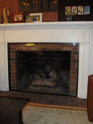 after metal angle is installed on a fireplace - looks like new