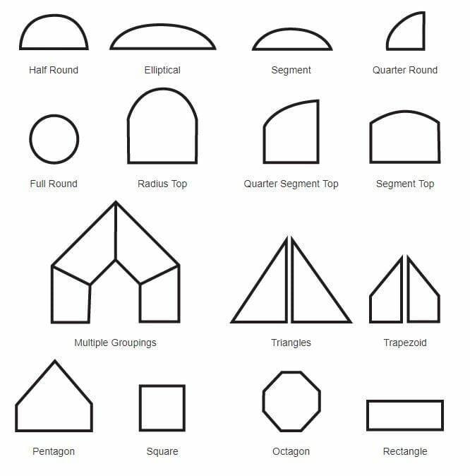 Window Shape Guide with various window diagrams