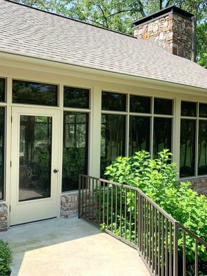 A front porch that uses Climate Seal window inserts